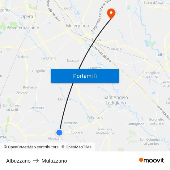 Albuzzano to Mulazzano map