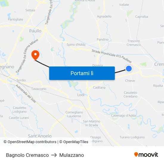 Bagnolo Cremasco to Mulazzano map