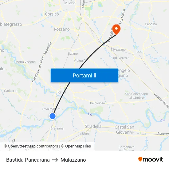 Bastida Pancarana to Mulazzano map