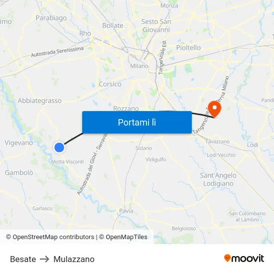 Besate to Mulazzano map