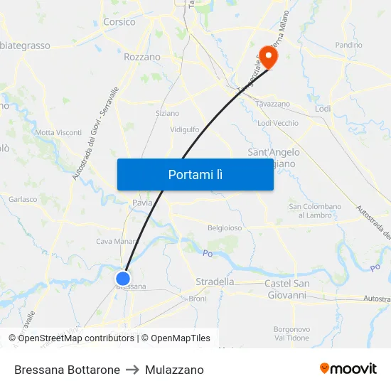 Bressana Bottarone to Mulazzano map