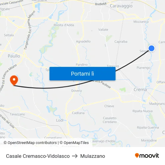 Casale Cremasco-Vidolasco to Mulazzano map