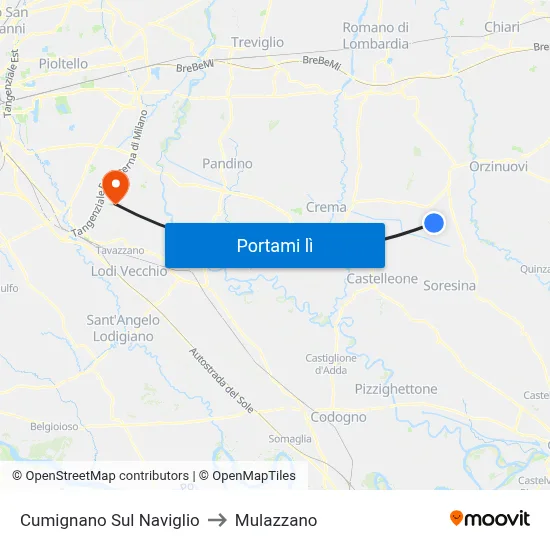 Cumignano Sul Naviglio to Mulazzano map