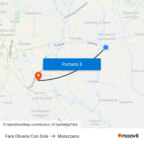 Fara Olivana Con Sola to Mulazzano map