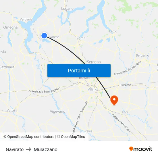 Gavirate to Mulazzano map