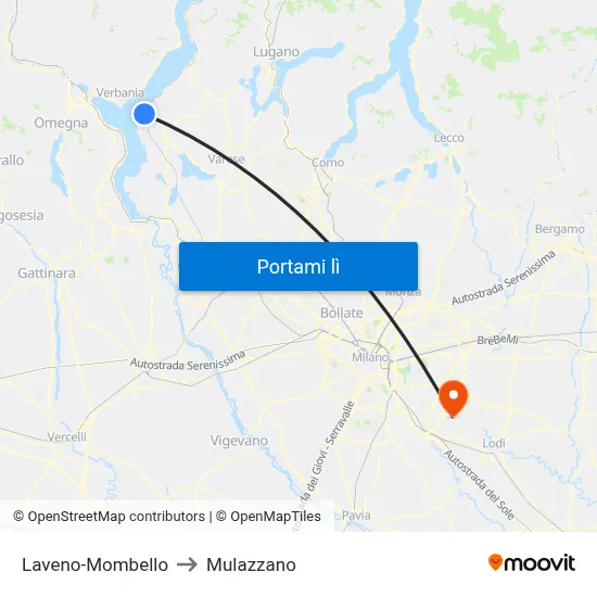 Laveno-Mombello to Mulazzano map