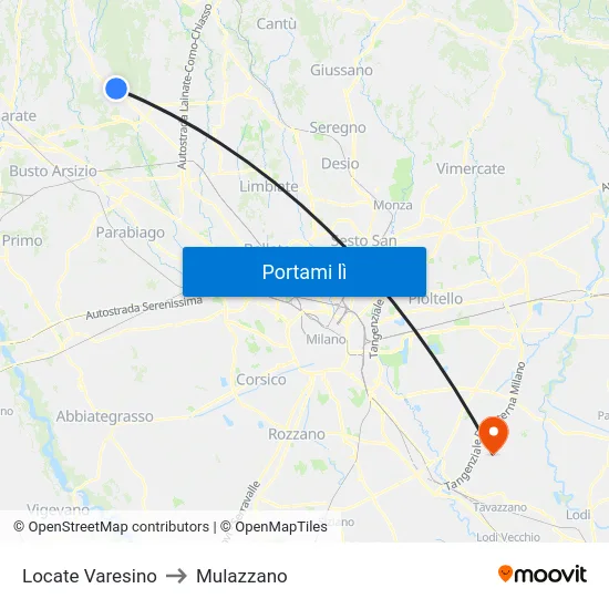 Locate Varesino to Mulazzano map