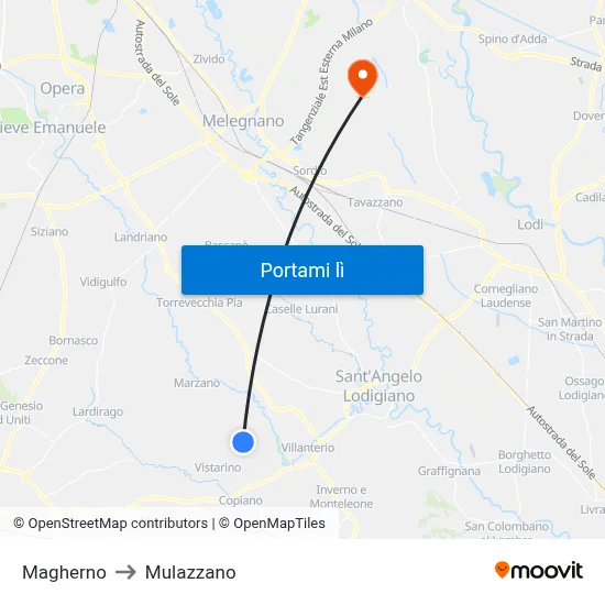 Magherno to Mulazzano map