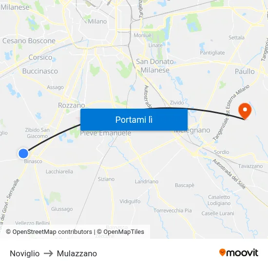 Noviglio to Mulazzano map