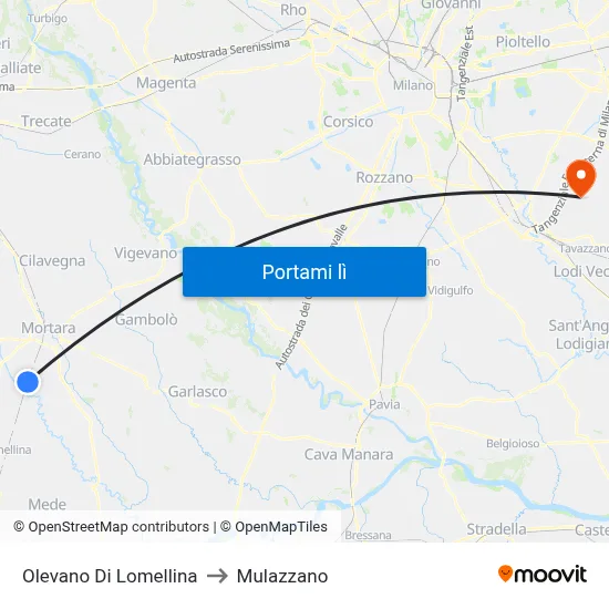 Olevano Di Lomellina to Mulazzano map
