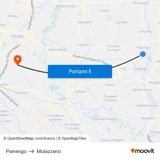 Pianengo to Mulazzano map
