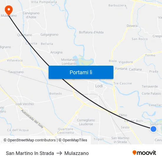 San Martino In Strada to Mulazzano map