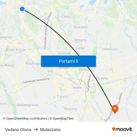 Vedano Olona to Mulazzano map