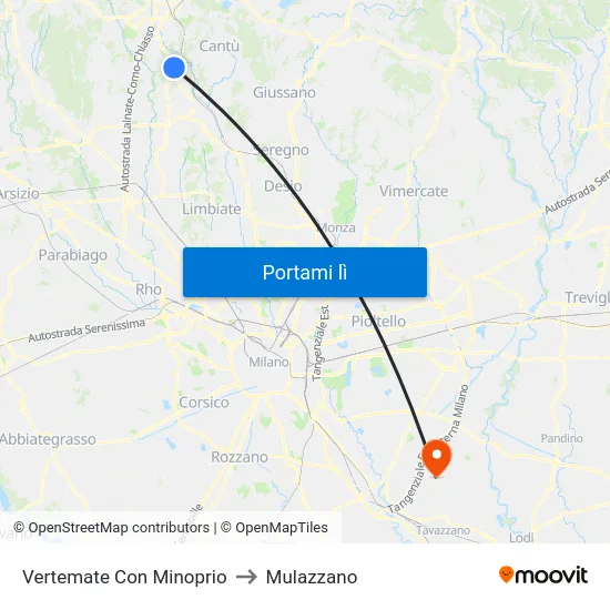 Vertemate Con Minoprio to Mulazzano map