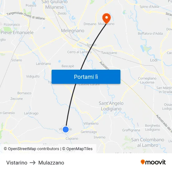 Vistarino to Mulazzano map