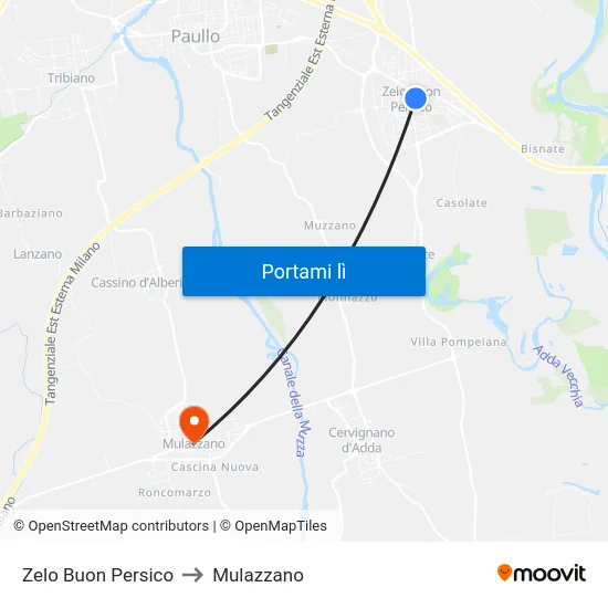 Zelo Buon Persico to Mulazzano map