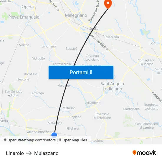 Linarolo to Mulazzano map