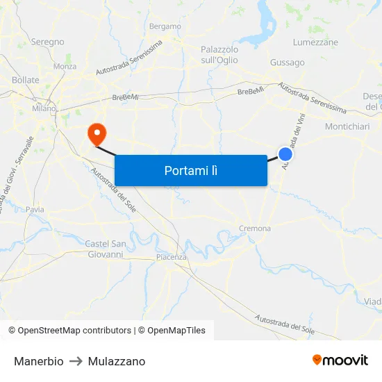 Manerbio to Mulazzano map