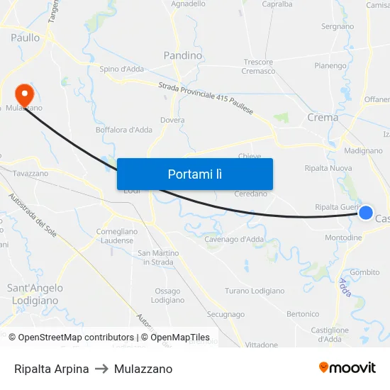 Ripalta Arpina to Mulazzano map