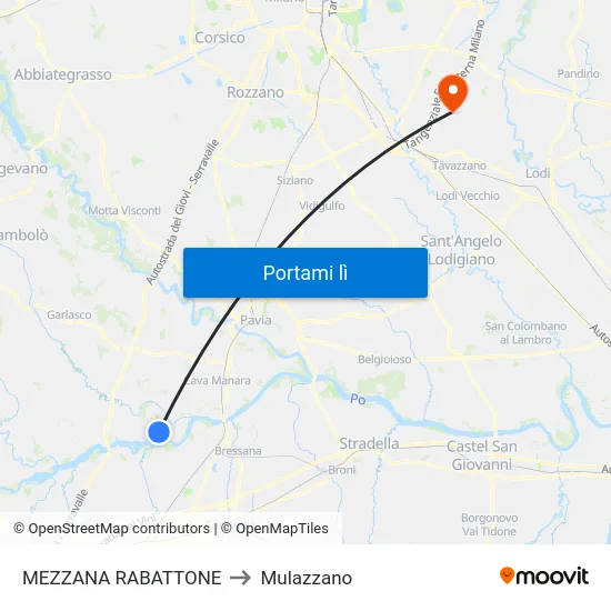 MEZZANA RABATTONE to Mulazzano map