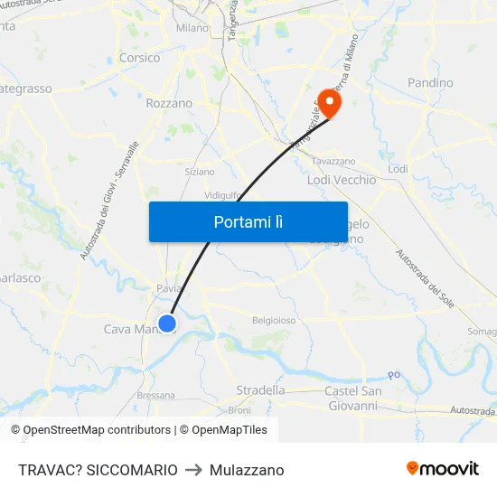TRAVAC? SICCOMARIO to Mulazzano map