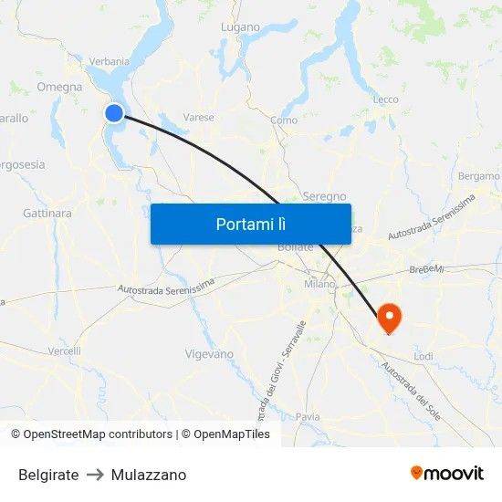 Belgirate to Mulazzano map
