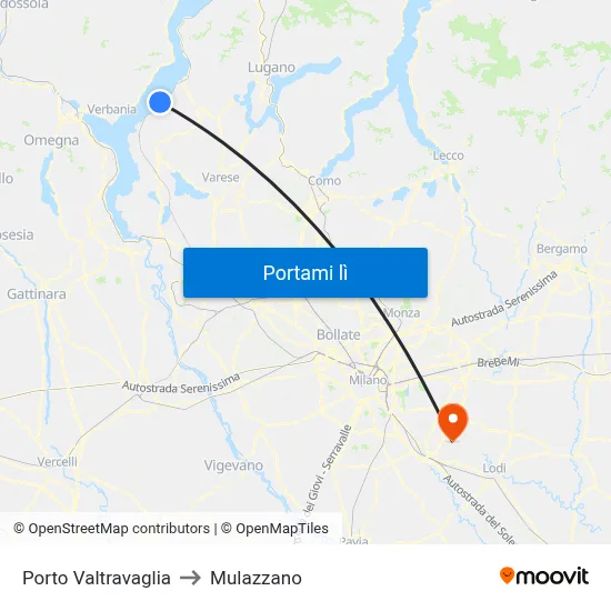 Porto Valtravaglia to Mulazzano map