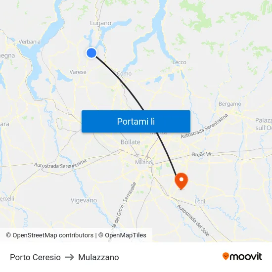 Porto Ceresio to Mulazzano map
