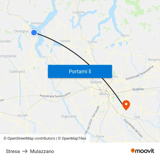Stresa to Mulazzano map