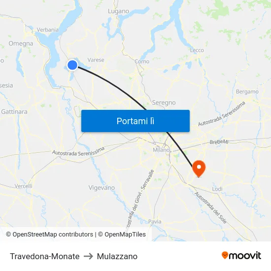 Travedona-Monate to Mulazzano map