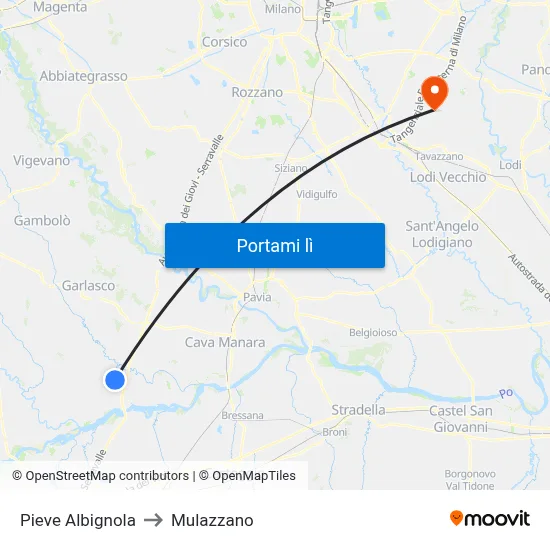 Pieve Albignola to Mulazzano map