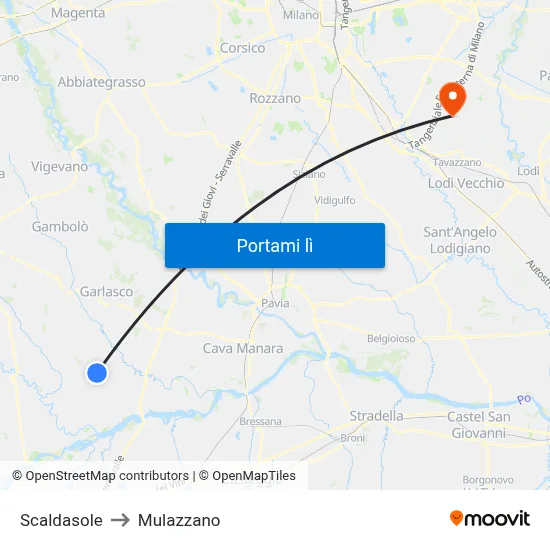 Scaldasole to Mulazzano map