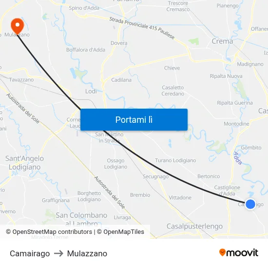 Camairago to Mulazzano map