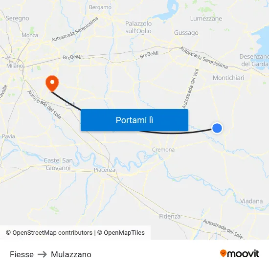 Fiesse to Mulazzano map