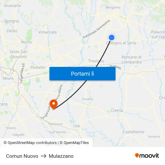 Comun Nuovo to Mulazzano map