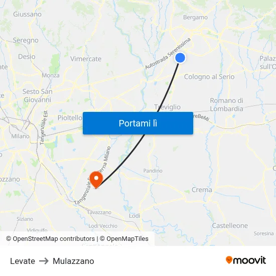 Levate to Mulazzano map