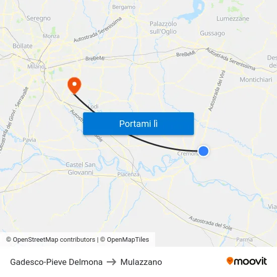 Gadesco-Pieve Delmona to Mulazzano map