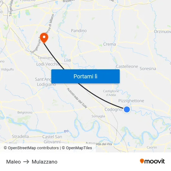 Maleo to Mulazzano map