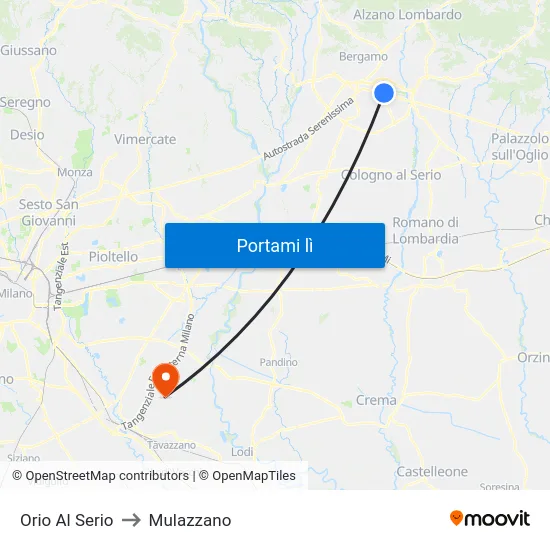 Orio Al Serio to Mulazzano map