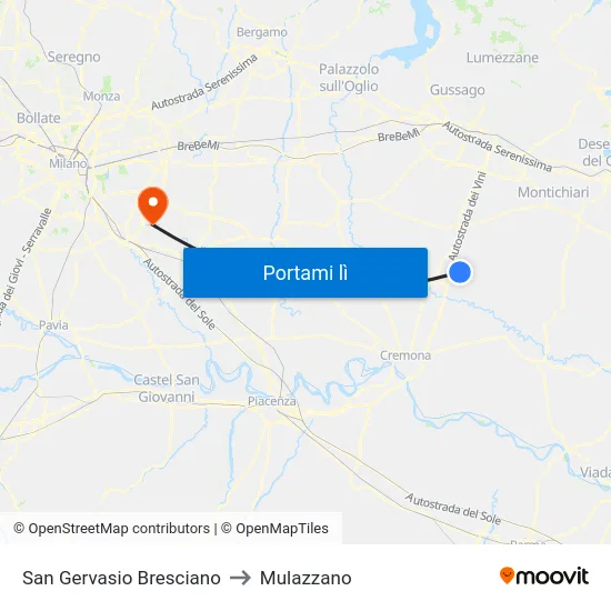 San Gervasio Bresciano to Mulazzano map