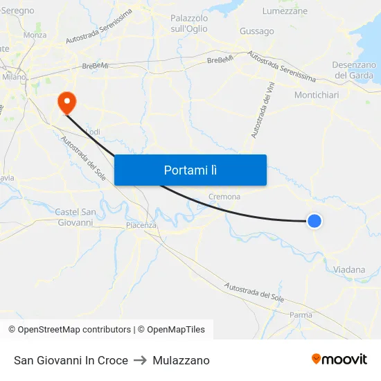 San Giovanni In Croce to Mulazzano map