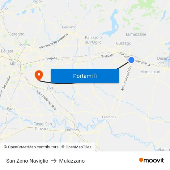 San Zeno Naviglio to Mulazzano map