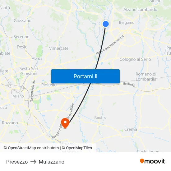 Presezzo to Mulazzano map