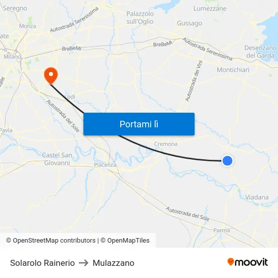 Solarolo Rainerio to Mulazzano map