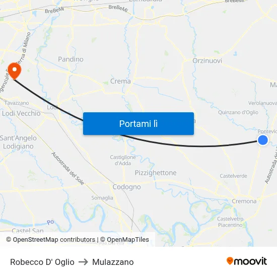 Robecco D' Oglio to Mulazzano map