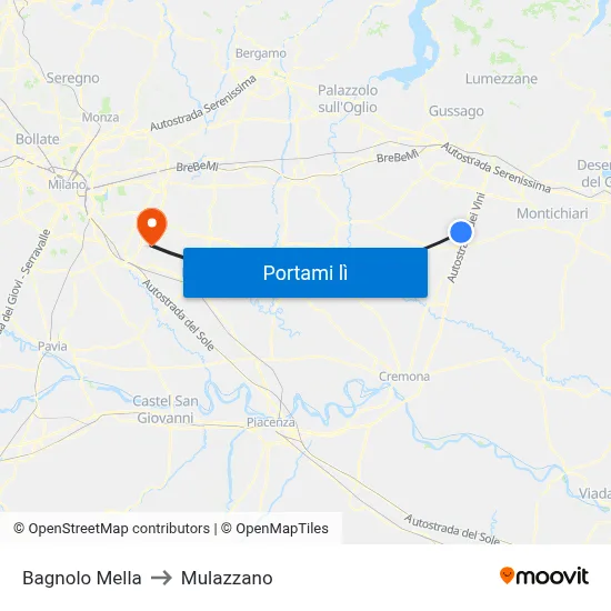 Bagnolo Mella to Mulazzano map