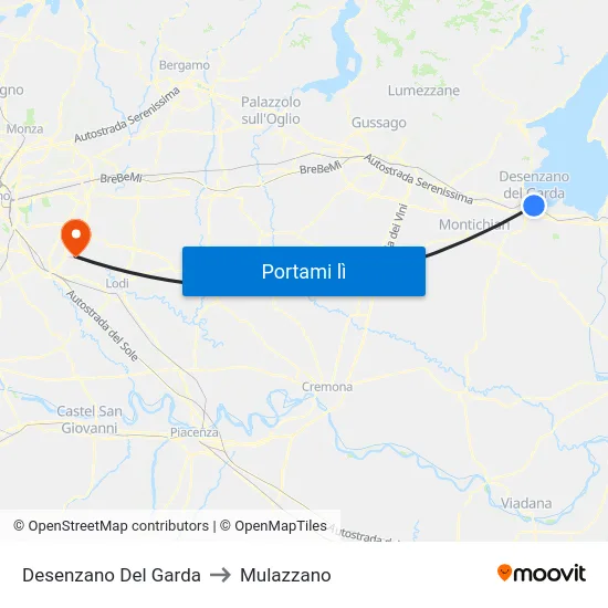 Desenzano Del Garda to Mulazzano map