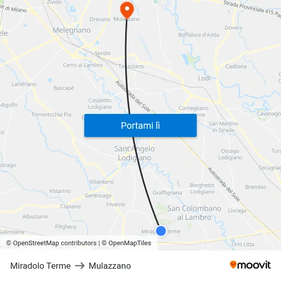 Miradolo Terme to Mulazzano map