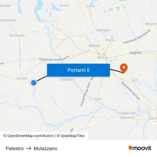 Palestro to Mulazzano map