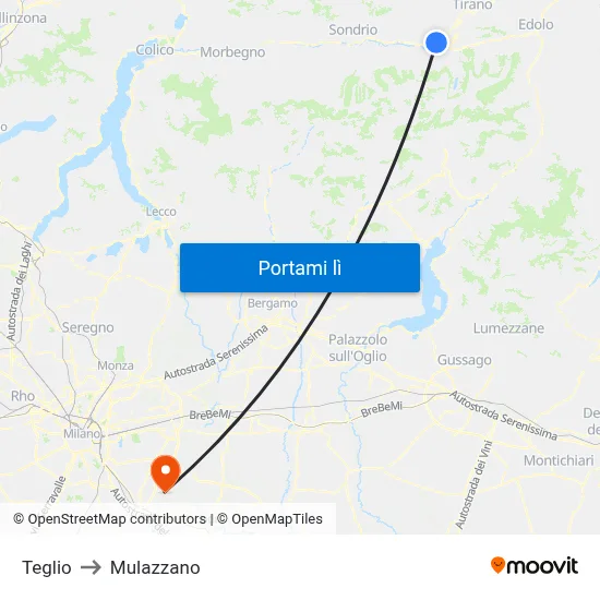 Teglio to Mulazzano map